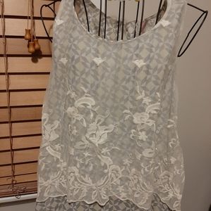 Mauve lace/ geo sleeveless top
